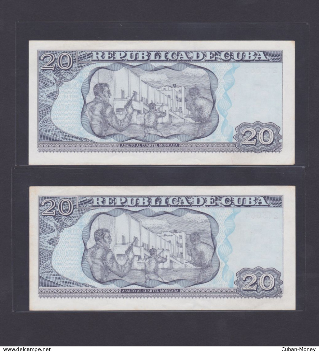 CUBA 20 PESOs 2003 SC/UNC, Consecutivos Y Conmemorativos Por El 50 Anniv Del Asalto Al Cuartel Moncada. - Kuba