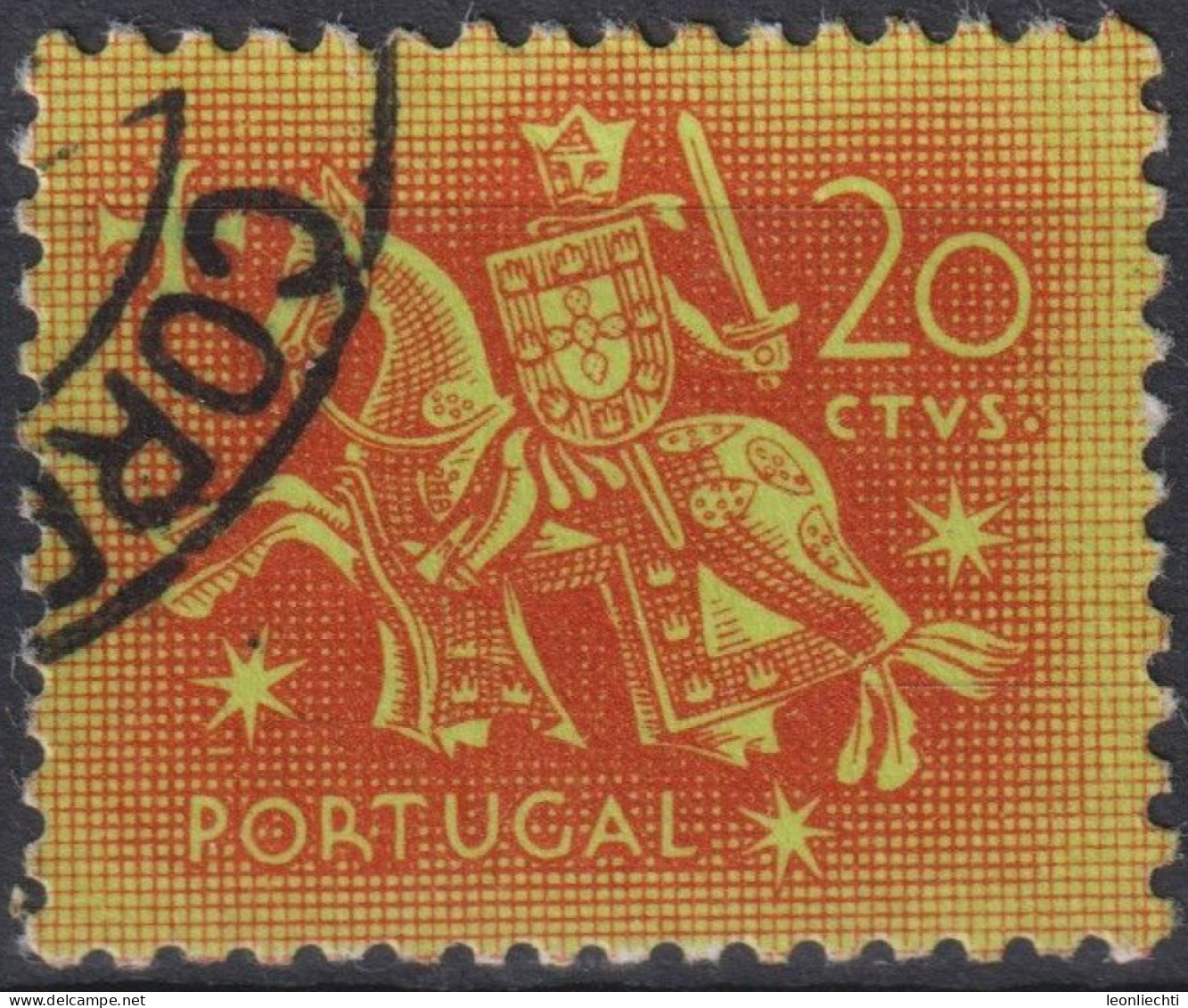 1953 Portugal ° Mi:PT 794, Sn:PT 763, Yt:PT 776, Knight On Horseback (from The Seal Of King Dinis) - Usati
