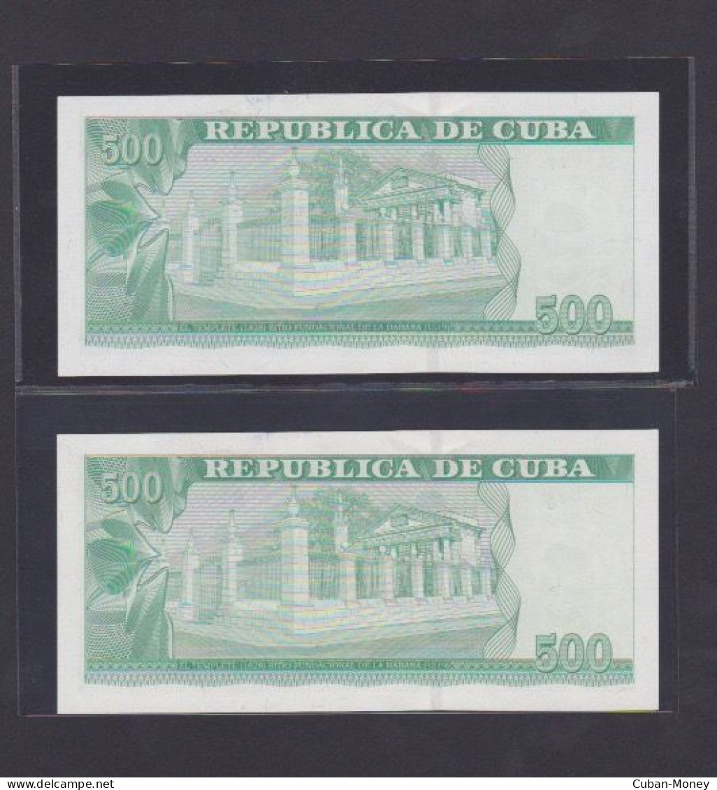 CUBA 500 PESOs 2019 SC/UNC, Consecutivos Y Conmemorativos Por El 500 Aniv De La Fundaciòn De La Habana. - Cuba