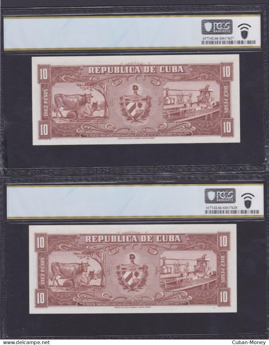 CUBA 10 PESOS 1960 SC/UNC, Pick #88c, Consecutivos, Alto Grado Y Firmados Por Che Guevara - Kuba