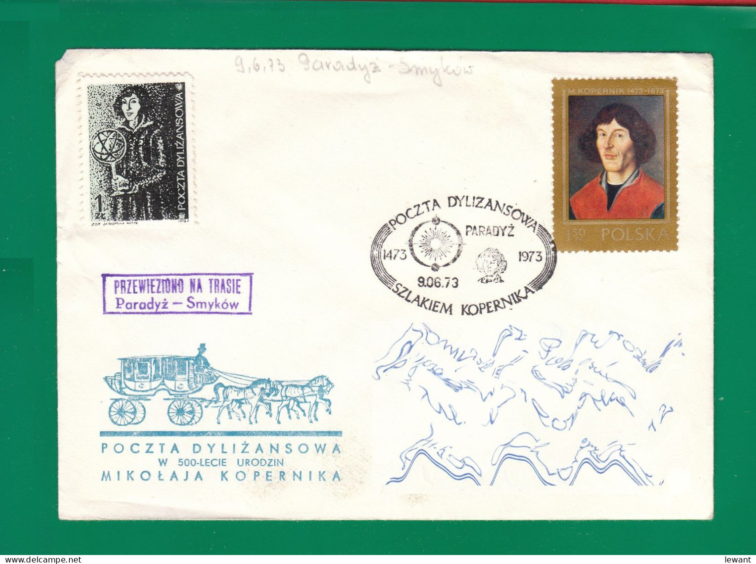 1973 Nicolaus Copernicus - Stagecoach Mail_ZIE_28_PARADYZ - Briefe U. Dokumente