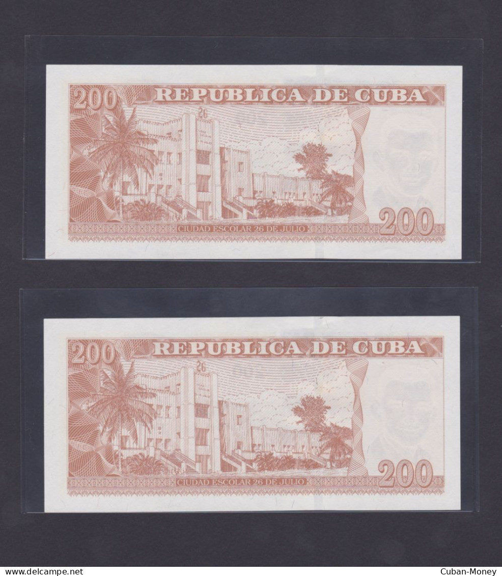 CUBA 200 PESOS 2021 SC/UNC, Pareja Consecutiva - Kuba