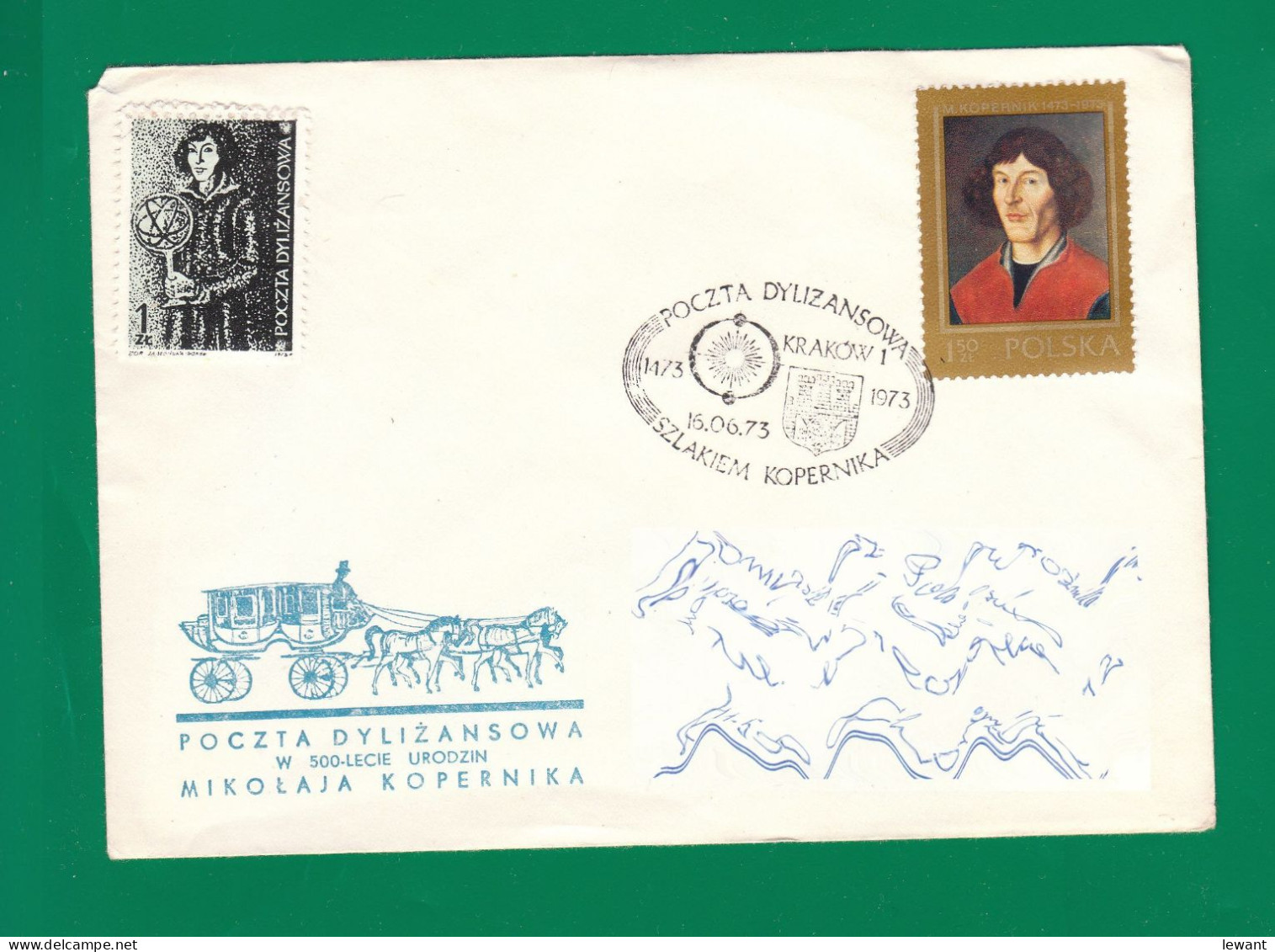 1973 Nicolaus Copernicus - Stagecoach Mail_ZIE_33_KRAKOW - Cartas & Documentos