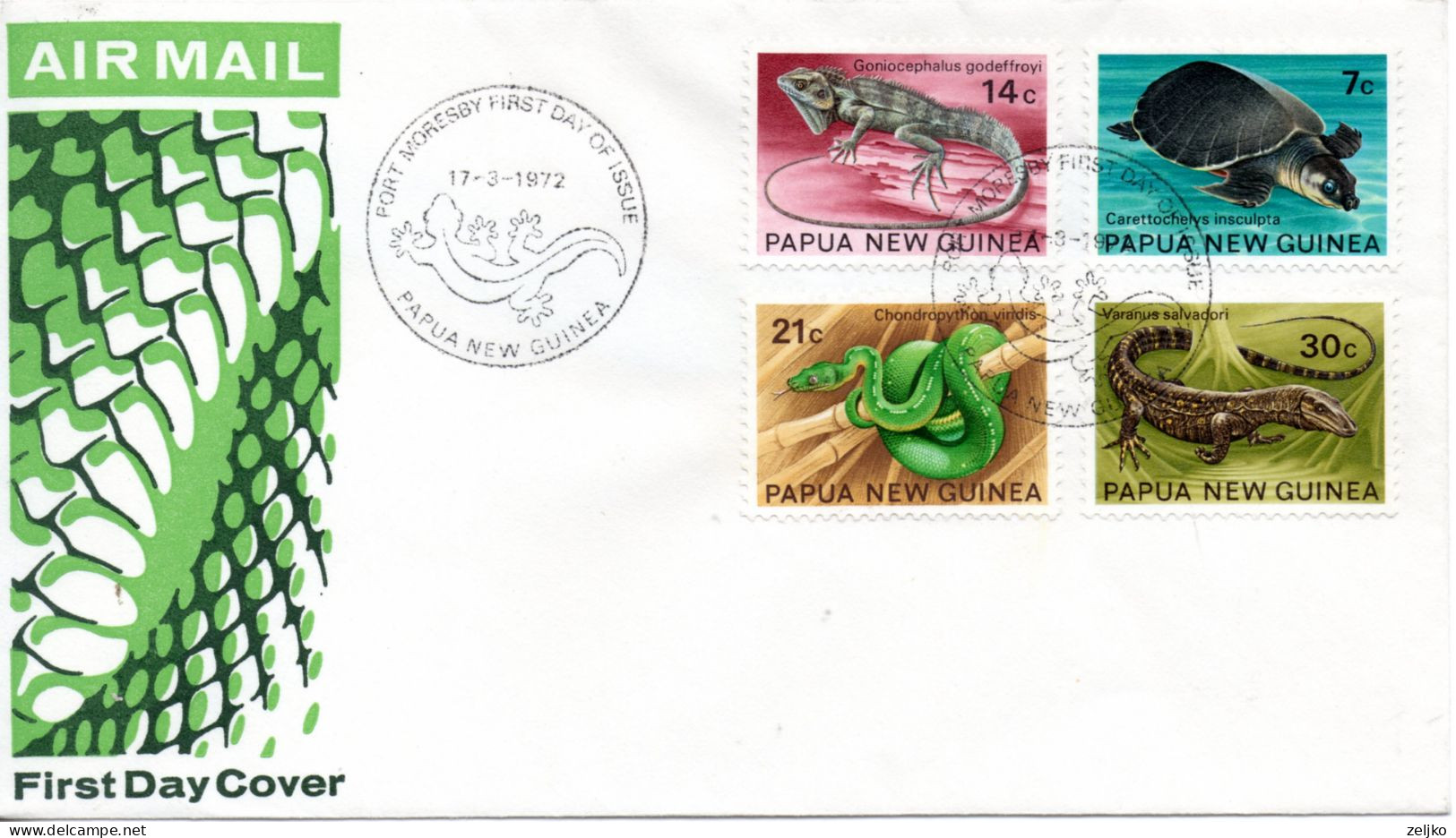 Papua New Guinea, FDC, 1972, Fauna, Amphibians - Papouasie-Nouvelle-Guinée