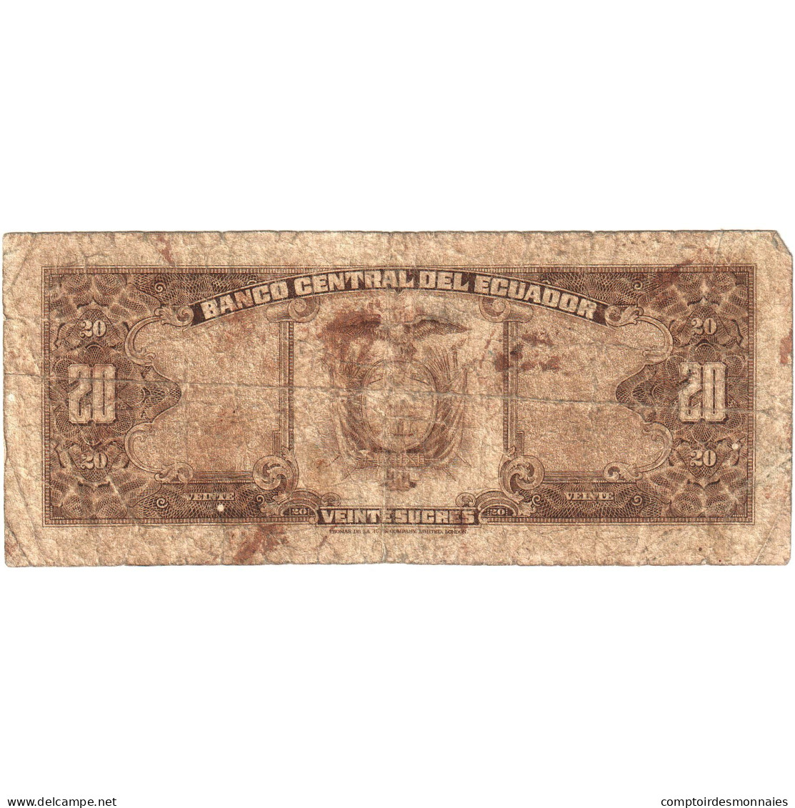 Équateur, 20 Sucres, 1980, 1980-05-24, KM:115b, AB+ - Equateur