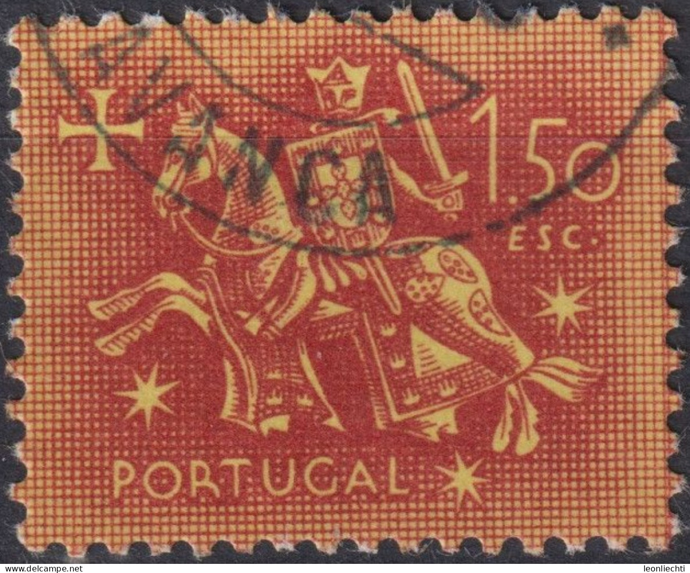 1953 Portugal ° Mi:PT 799, Sn:PT 768, Yt:PT 781, Knight On Horseback (from The Seal Of King Dinis) - Usado