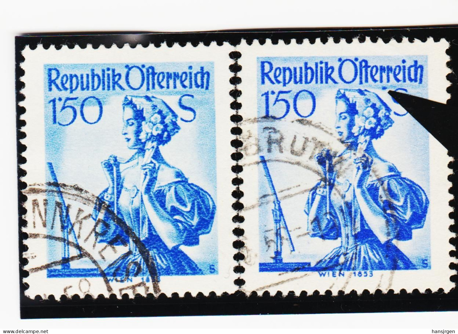 CAO830 ÖSTERREICH 1948/58 Michl 916 II  PLATTENFEHLER  PUNKT  Unter " Rr "  Gestempelt Siehe ABBILDUNG - Errors & Oddities