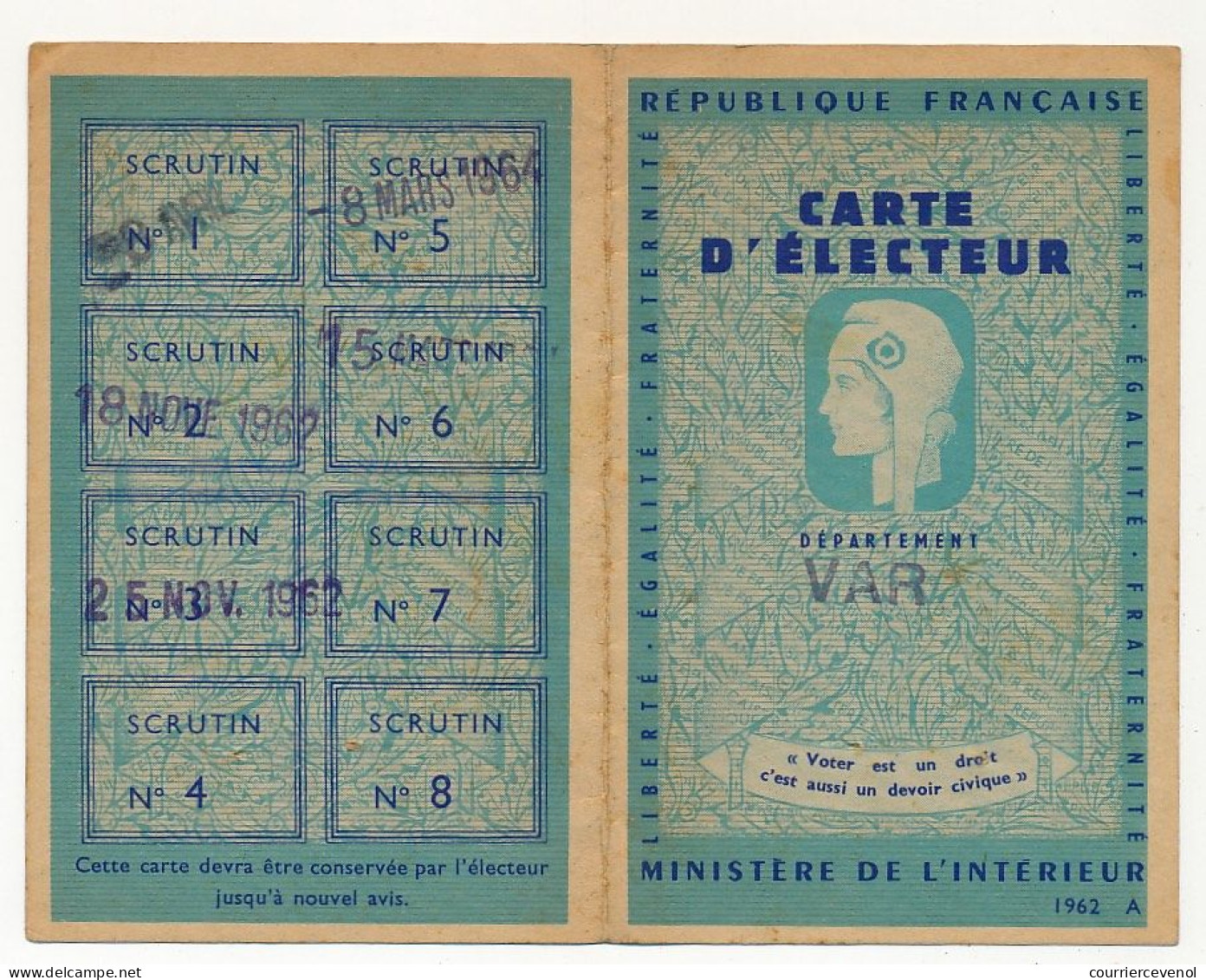 FRANCE - Carte D'électeur X2 1962 - Mairie De Trans-en-Provence (Var) - (Couple) - Documents Historiques