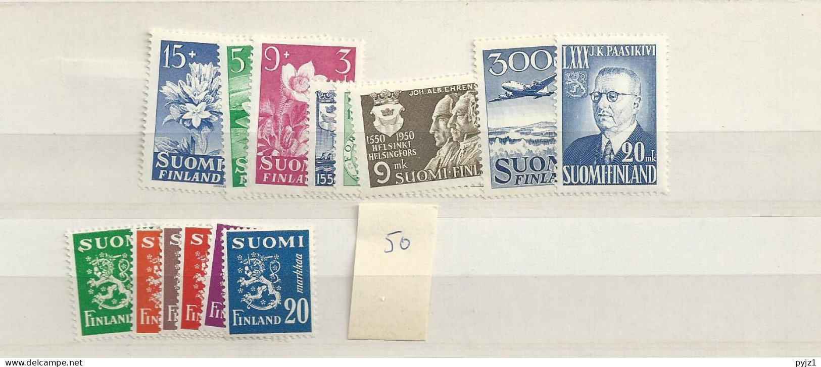 1950 MNH Finland, Year Complete According To Michel, Postfris** - Annate Complete