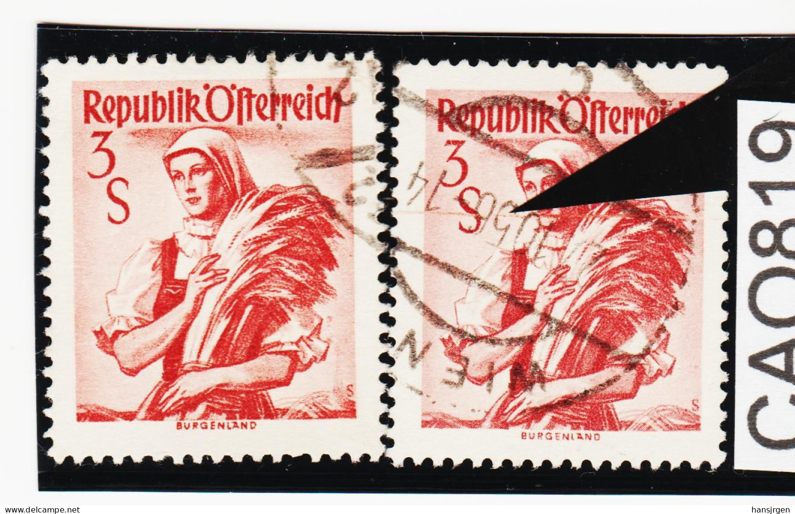 CAO819 ÖSTERREICH 1948/58 Michl 922   PLATTENFEHLER   " Waagrechter Farbstrich "   Gestempelt Siehe ABBILDUNG - Plaatfouten & Curiosa