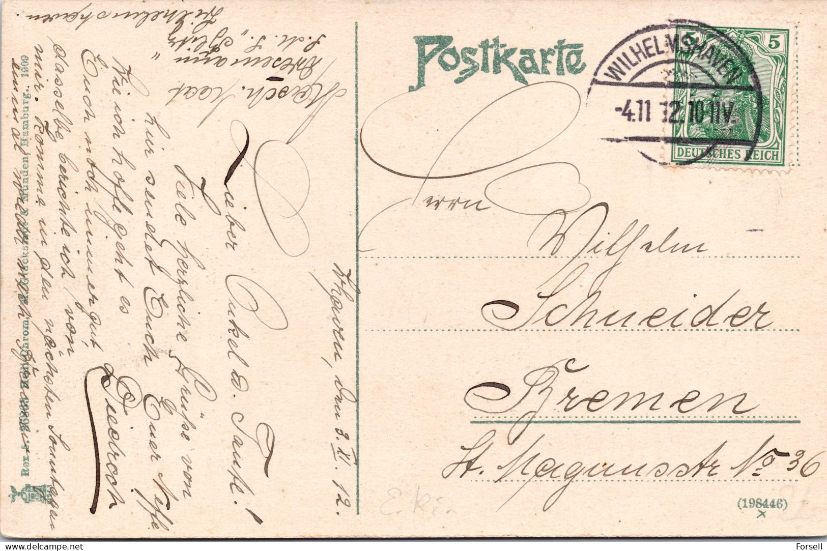 Helgoland , Hauptstrasse Unterland (Stempel: Wilhelmshaven 1912) - Helgoland