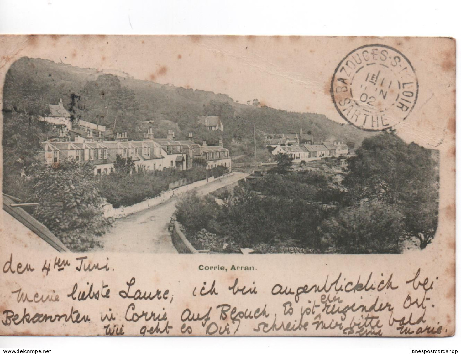 CORRIE - ISLE OF ARRAN - AYRSHIRE - WITH DOUBLE CORRIE POSTMARK 1902 AND VARIOUS FRENCH POSTMARKS - Ayrshire