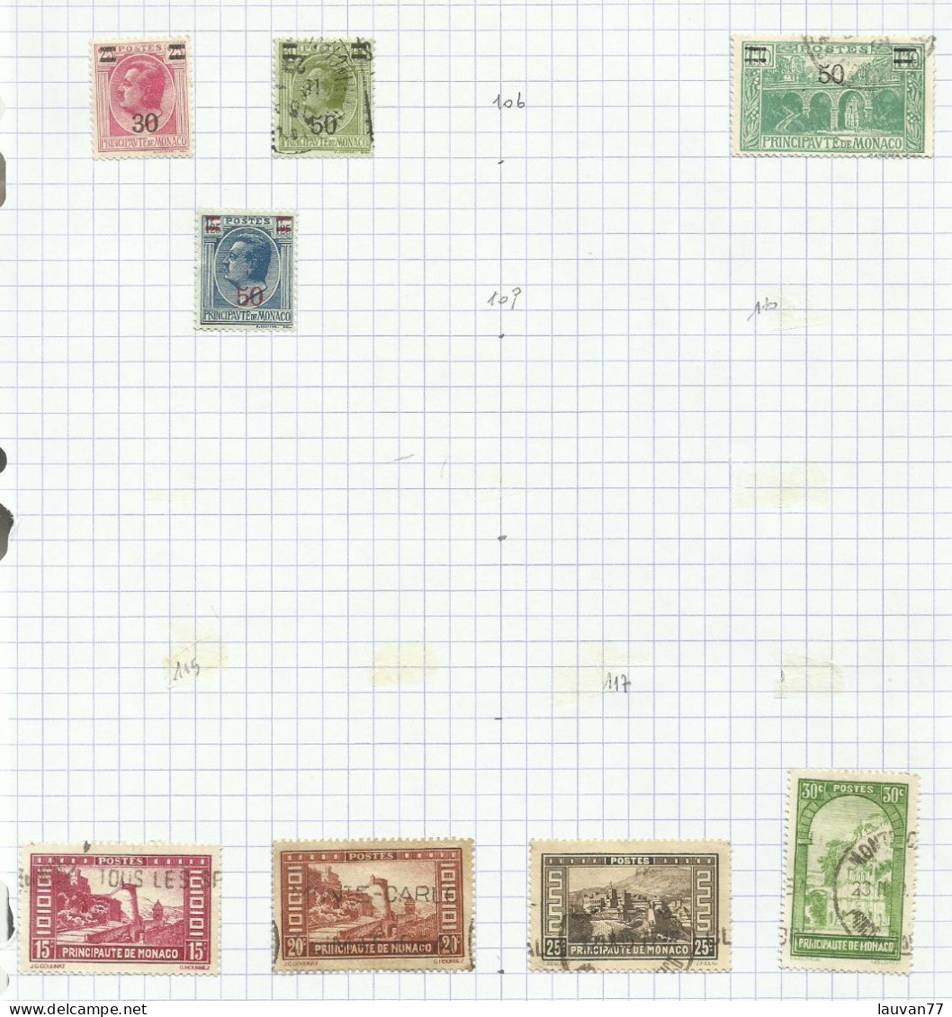 Monaco N°104, 105, 107, 108, 119 à 122 Cote 13.60€ - Used Stamps