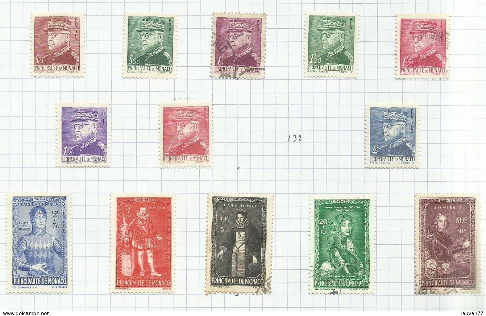 Monaco N°225 à 231, 233 à 238 Cote 5.35€ - Used Stamps