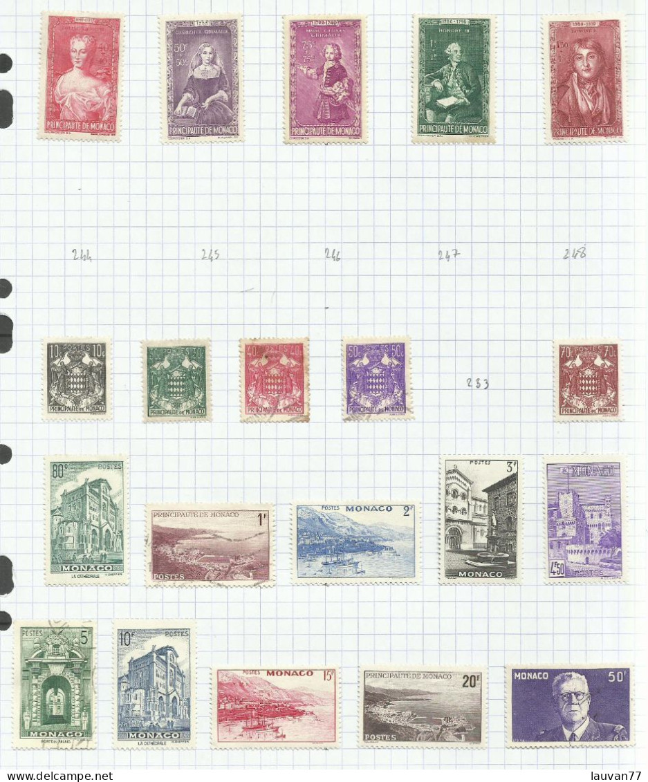 Monaco N°239 à 243, 249 à 252, 254 à 264 Cote 5.75€ - Used Stamps