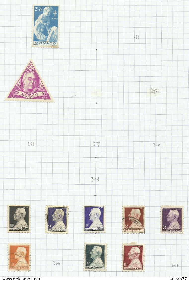 Monaco N°302 à 304A, 305A, 305B Cote 15.35€ (293, 295 Offerts) - Used Stamps