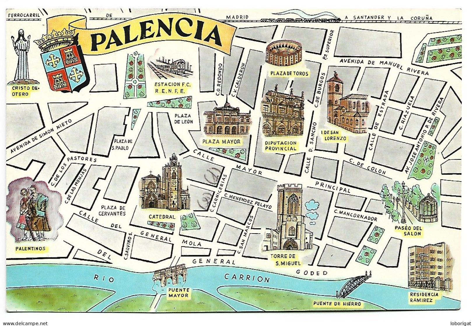 MAPA DE LA CIUDAD, PUBLICIDAD DE CASA DE FOTOGRAFIA.- PALENCIA.- ( ESPAÑA). - Palencia