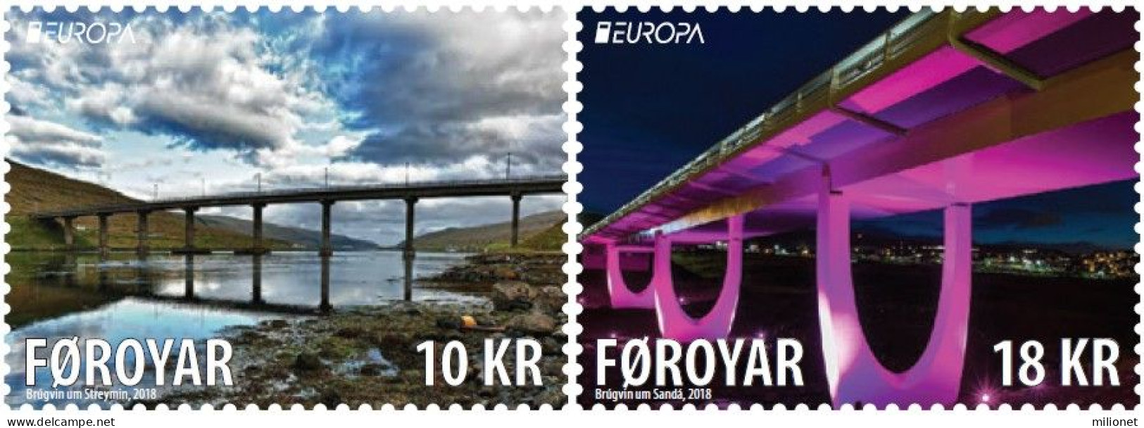 SALE!!! FAROE ISLANDS ISLAS FEROE ÎLES FEROE FEROE INSELN 2018 EUROPA CEPT BRIDGES 2 Stamps MNH ** - 2018
