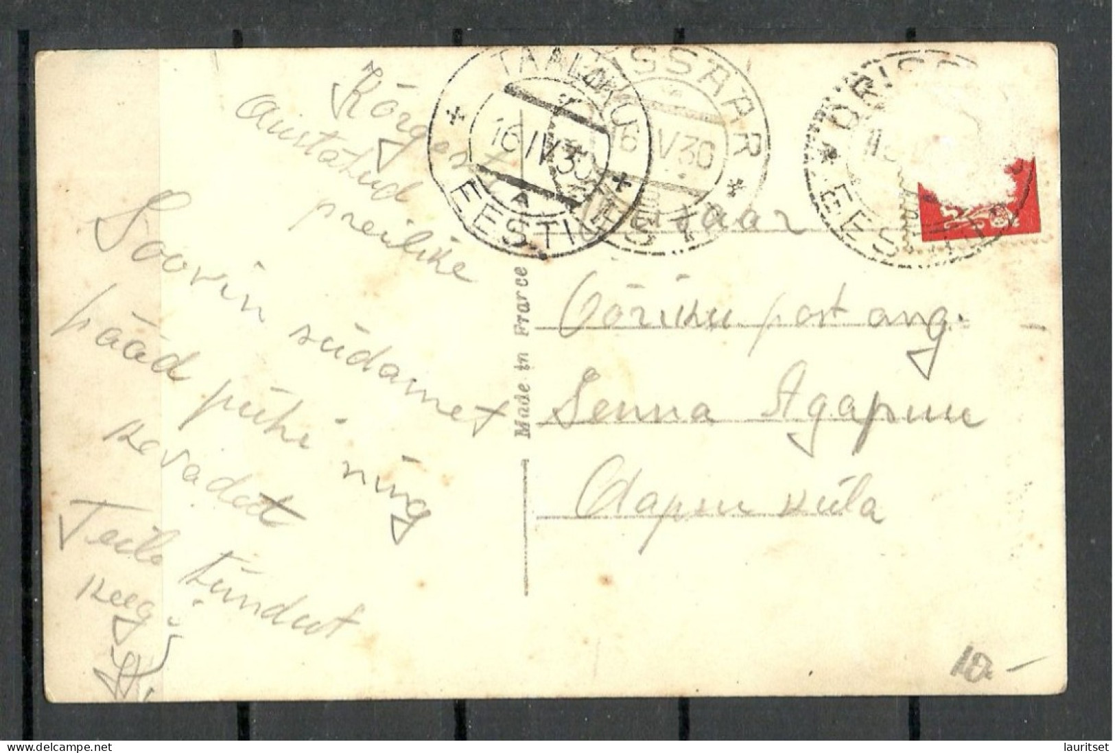 ESTLAND Estonia 1930 Post Card Young Couple In Love, Used, Stamp Missing O TAALIKU & ORISSAAR - Estonie