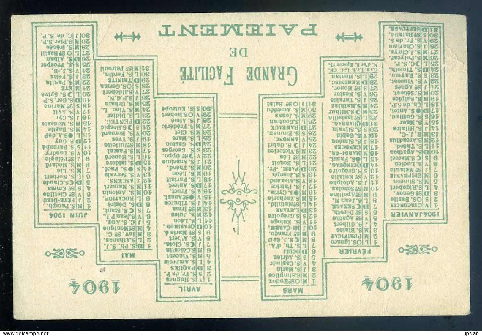 Carte De Visite Avec Calendrier 1904 -- Sporting Club Taylor Costumes Pour Messieurs Pour Dames  STEP226 - Klein Formaat: ...-1900