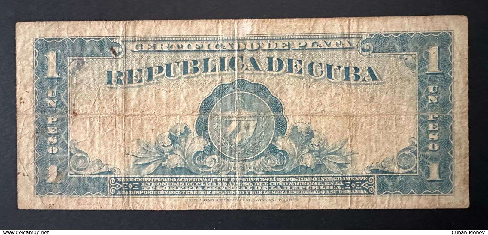 CUBA 1 PESO 1948 BC Certificado De PLata - Cuba