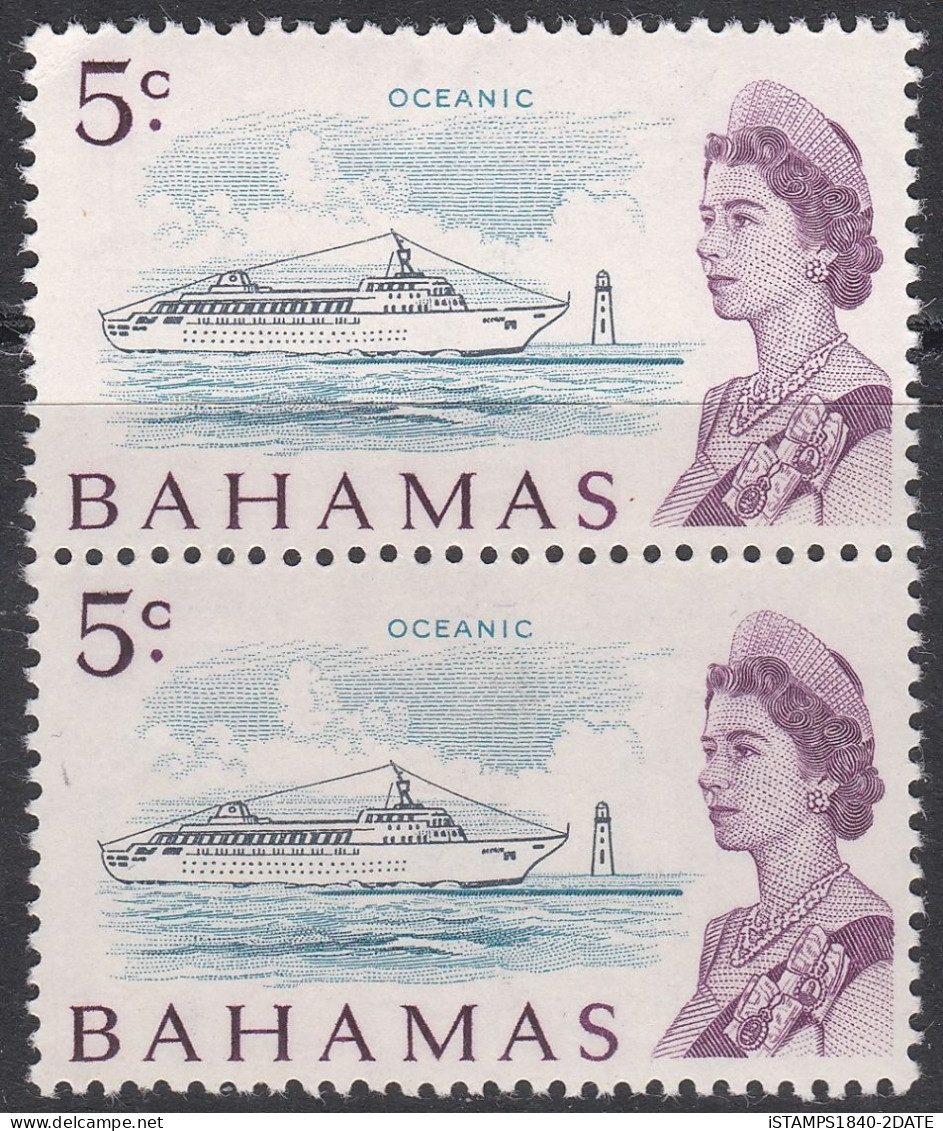 S00127/ Bahamas 1967 QEII SG (299) 5c Black Greenish Black & Purple MNH Pair Cv £2 - 1963-1973 Autonomie Interne