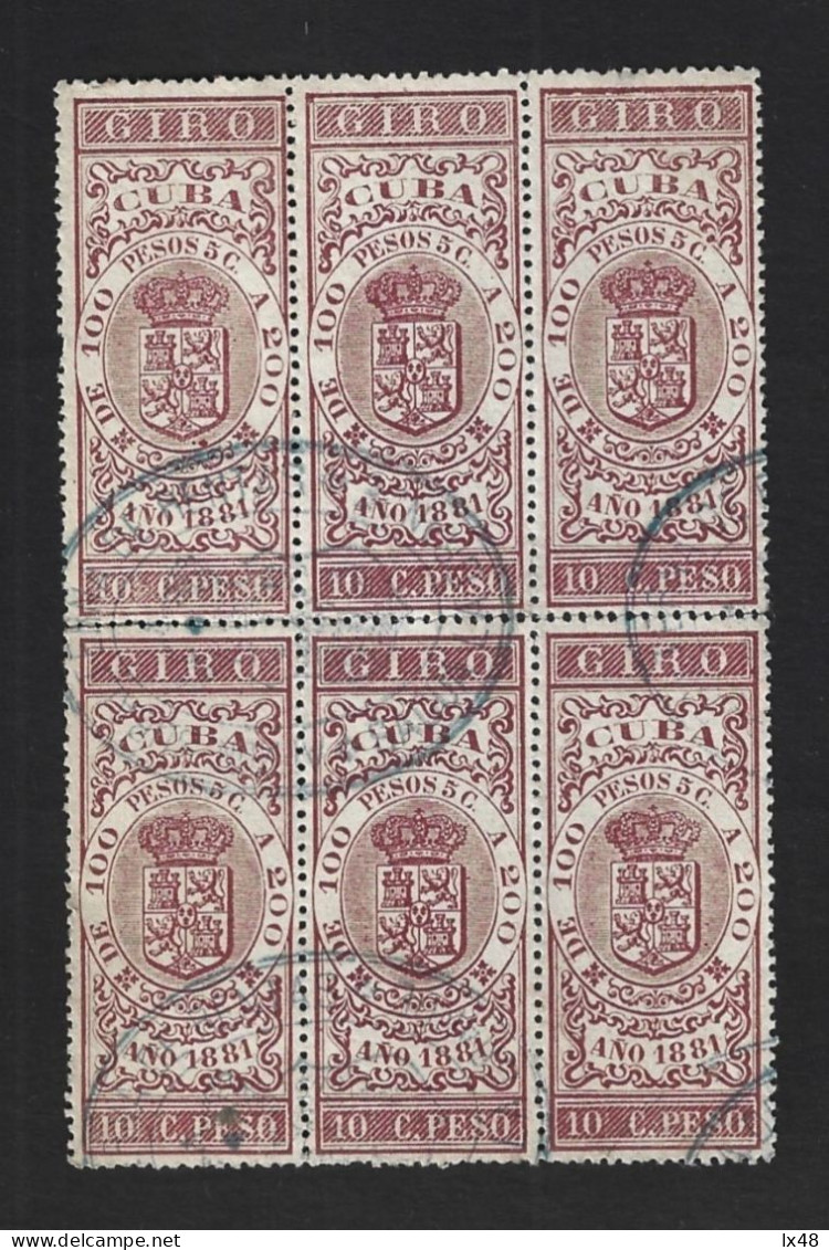 Block Of 6 Stamps From The Year 1884 Of 10c Giro. Bloque De 6 Sellos Del Año 1884 De 10c Giro. Blok Van 6 Zegels Uit Het - Segnatasse