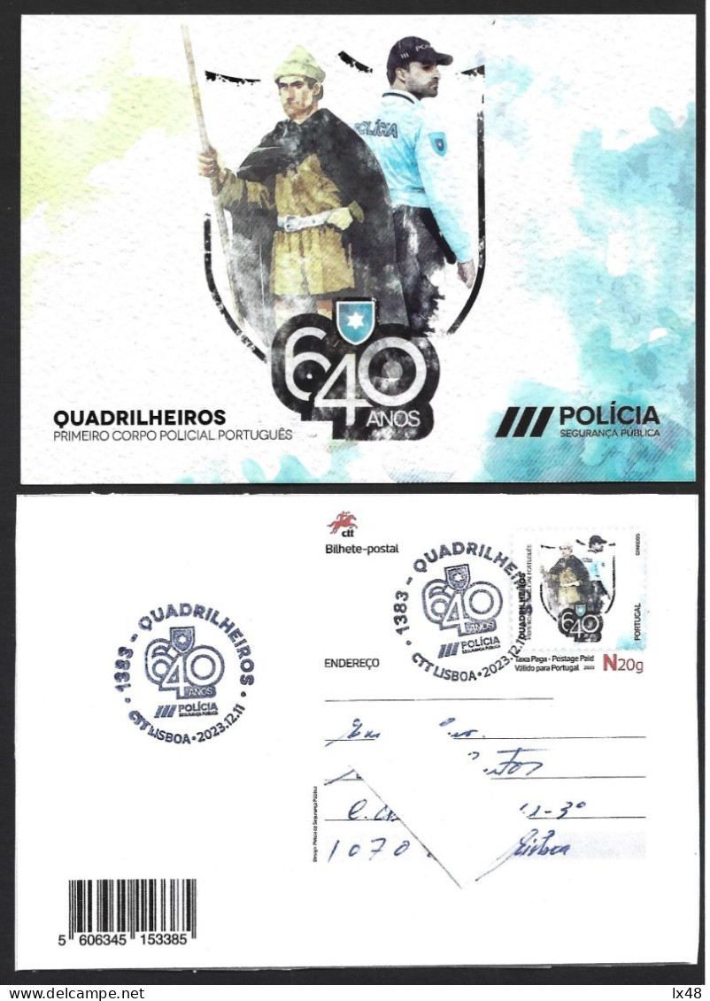 Police. Entire Postcard Celebrating The 640th Years Of Quadrilheiros, Police Of Portugal. Polizei. Komplette Postkarte Z - Politie En Rijkswacht