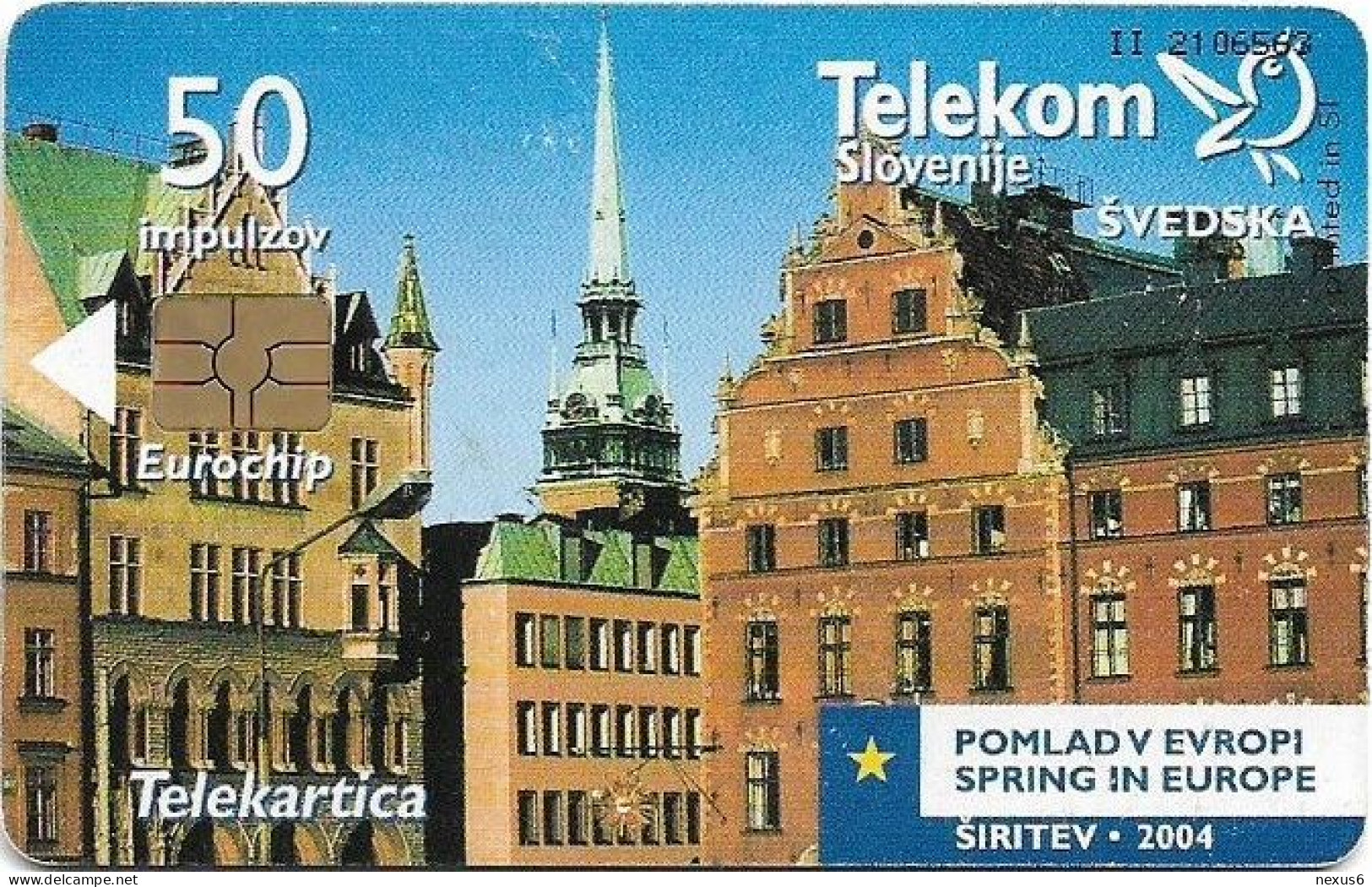 Slovenia - Telekom Slovenije - Spring In Europe - Sweden, Gem5 Red, 09.2004, 50Units, 5.000ex, Used - Eslovenia