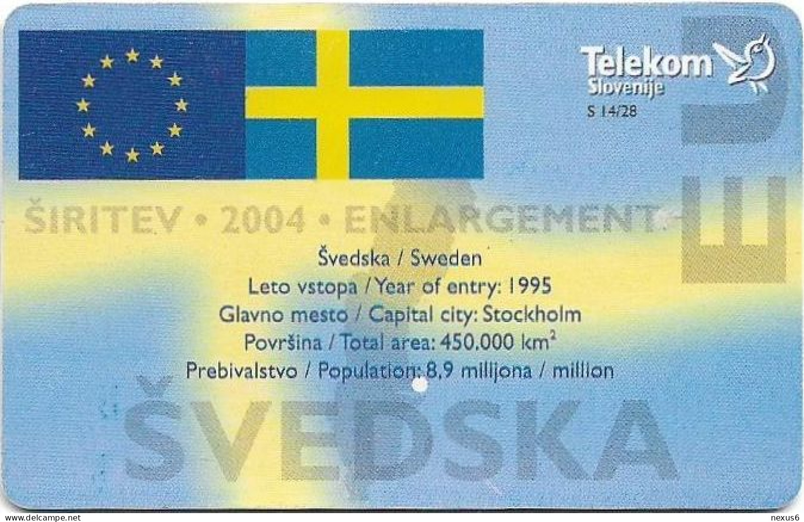 Slovenia - Telekom Slovenije - Spring In Europe - Sweden, Gem5 Red, 09.2004, 50Units, 5.000ex, Used - Eslovenia