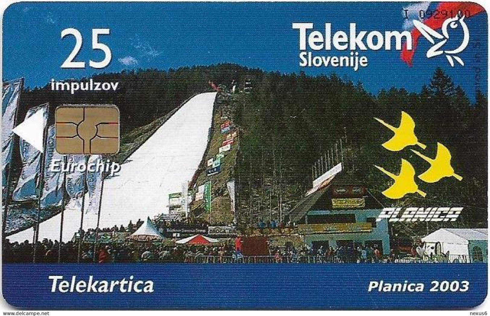 Slovenia - Telekom Slovenije - Planica 2003 - Skakalnica, Gem5 Red, 02.2003, 25Units, 5.000ex, Used - Slovenia