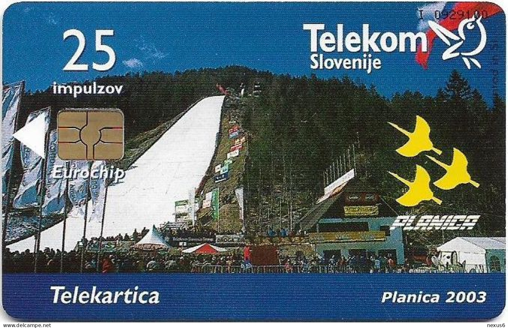 Slovenia - Telekom Slovenije - Planica 2003 - Skakalnica, Gem5 Red, 02.2003, 25Units, 5.000ex, Used - Slovénie