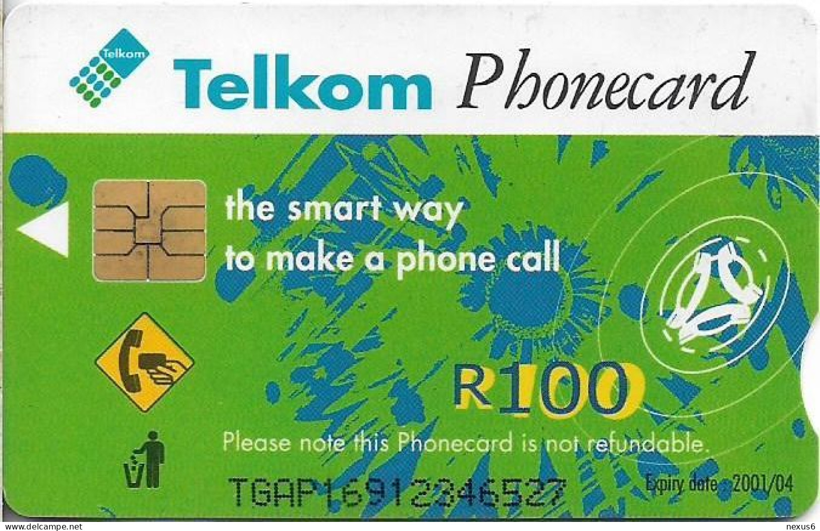 S. Africa - Telkom - Pink Everlasting (With Notch), Exp. 04.2001, Chip SO3, 100R, 20.000ex, Used - Zuid-Afrika