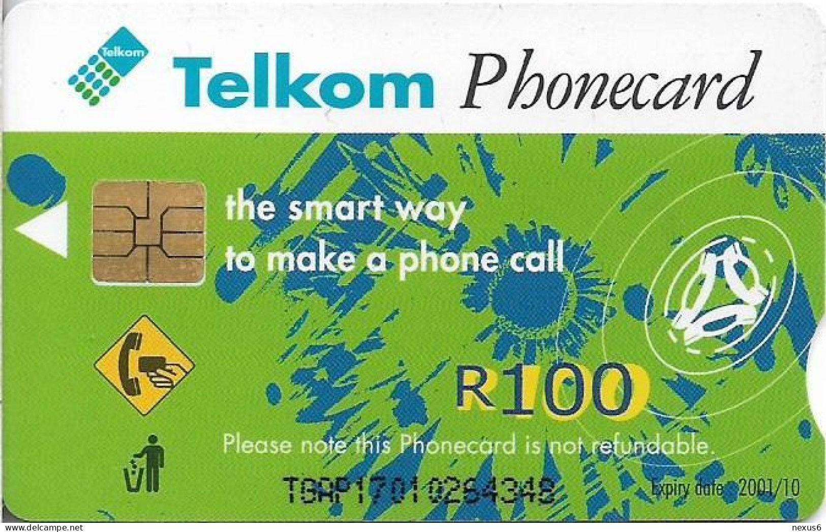 S. Africa - Telkom - Pink Everlasting (With Notch), Exp. 10.2001, Chip SO3, 100R, 20.000ex, Used - Sudafrica