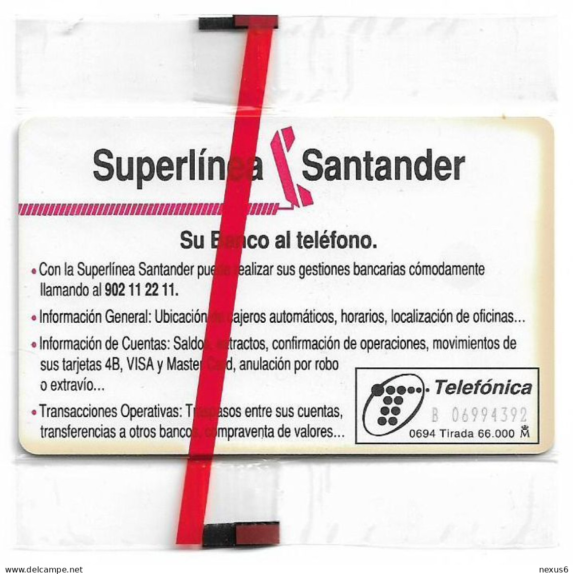 Spain - Telefónica - Superlínea Santander - P-061 - 06.1994, 250PTA, 66.000ex, NSB - Emissions Privées