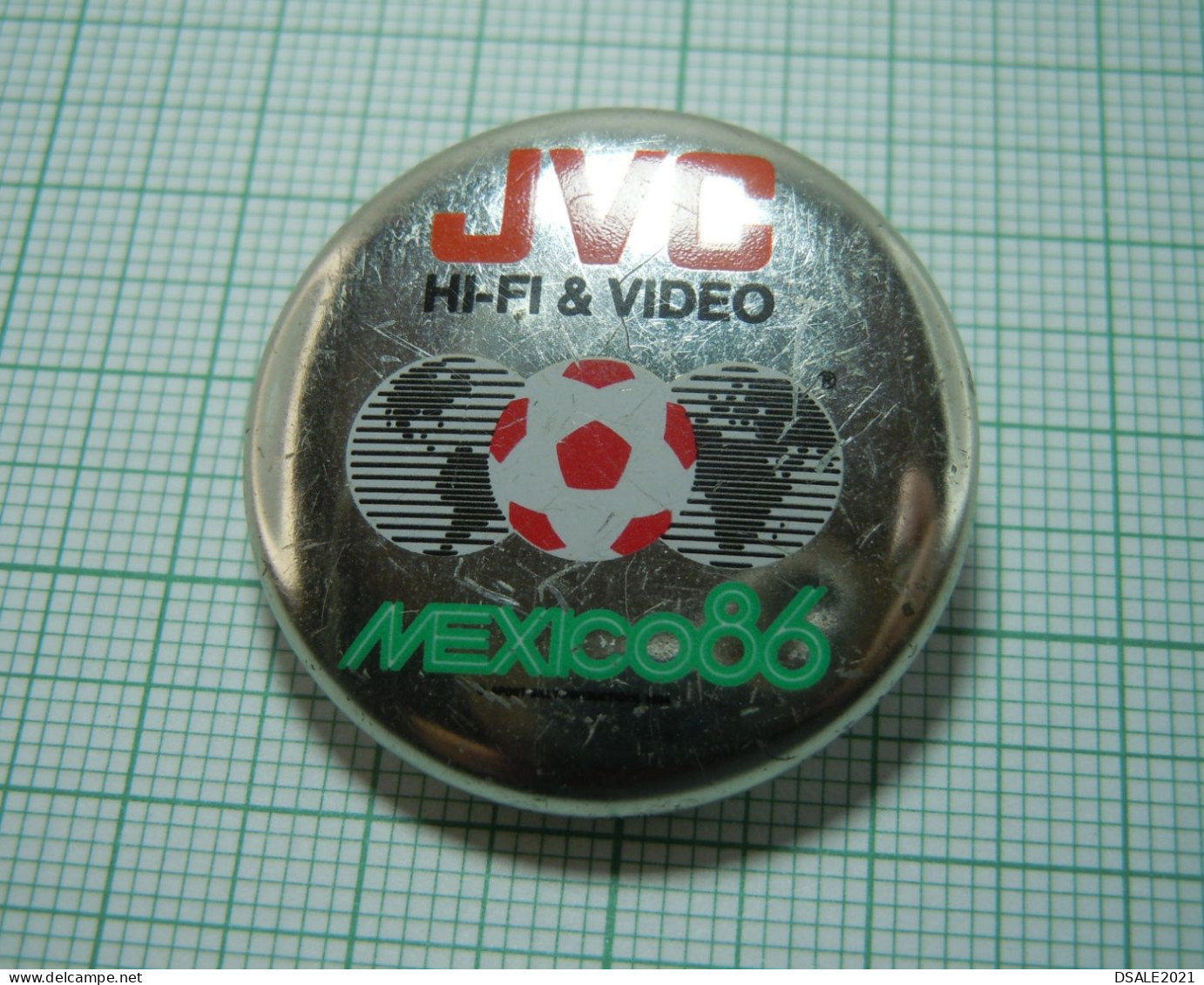 Mexico 1986 FIFA World Cup Football, Copa Mundial De Fútbol, Soccer, JVC Sponsor Button Badge, Abzeichen (ds1227) - Football