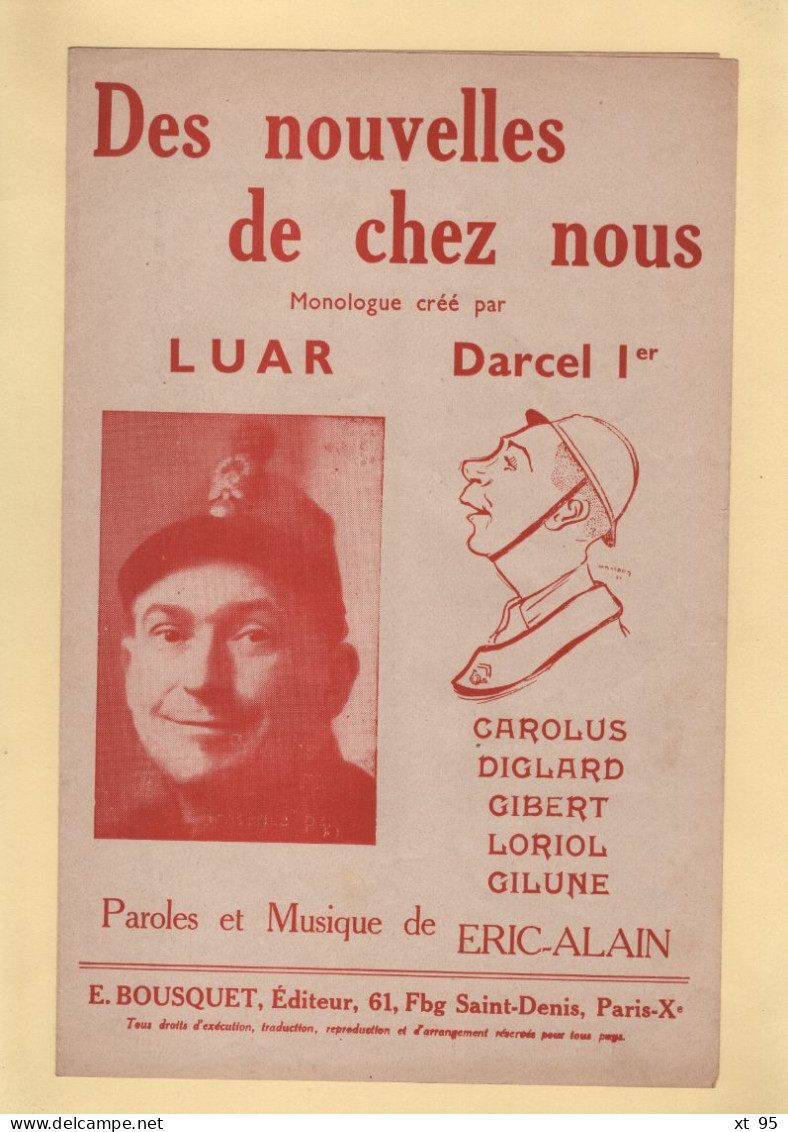 Partition - Des Nouvelles De Chez Nous - Luar Darcel 1er - Partitions Musicales Anciennes