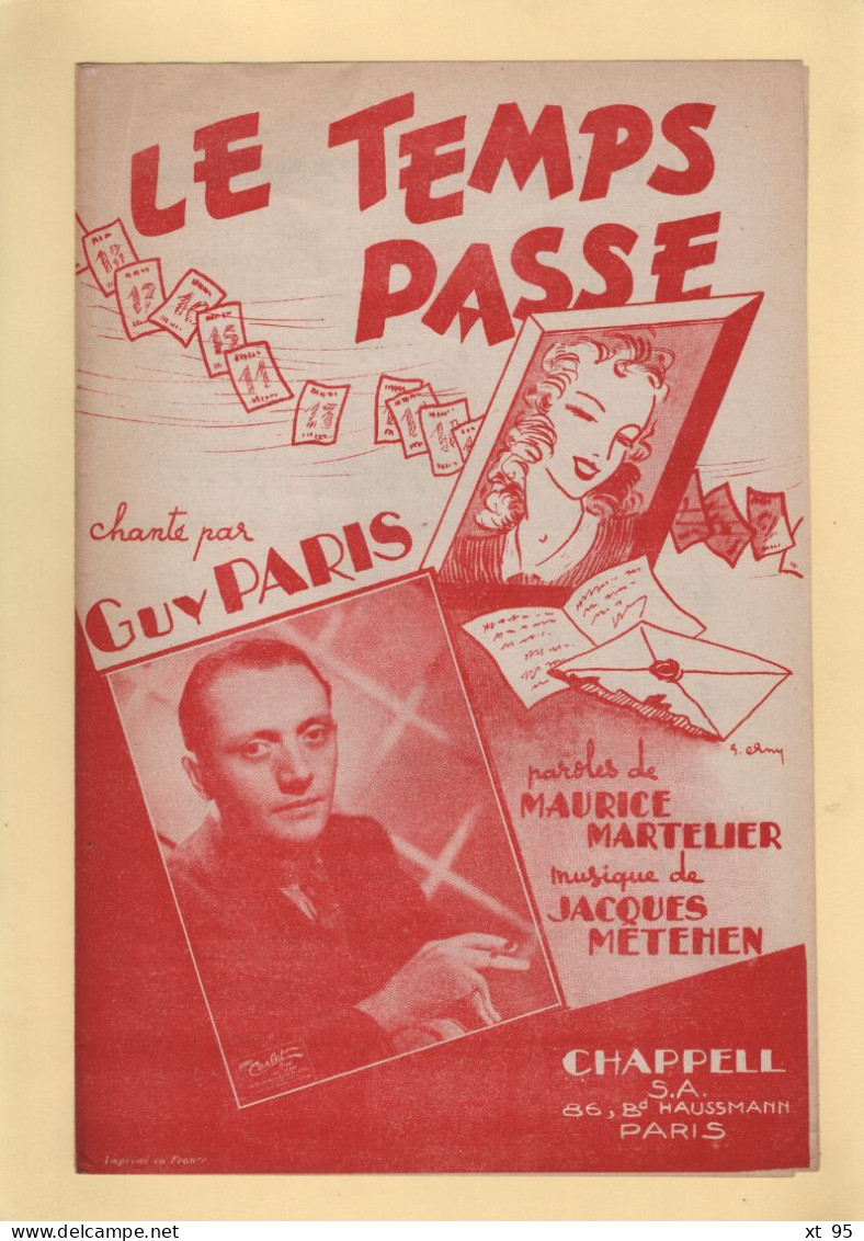 Partition - Le Temps Passe - Guy Paris - Partitions Musicales Anciennes