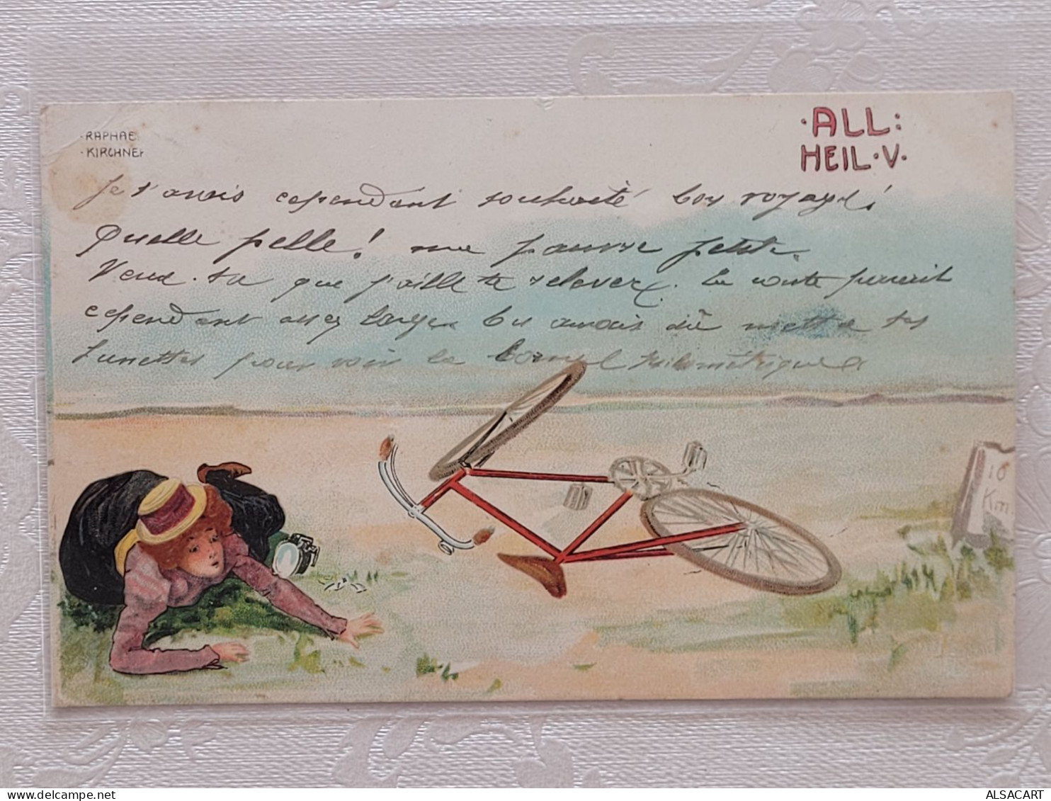 Illustrateur Raphael Kirchner ALL HEIL. V  , Femme Chute A Bicyclette - Kirchner, Raphael