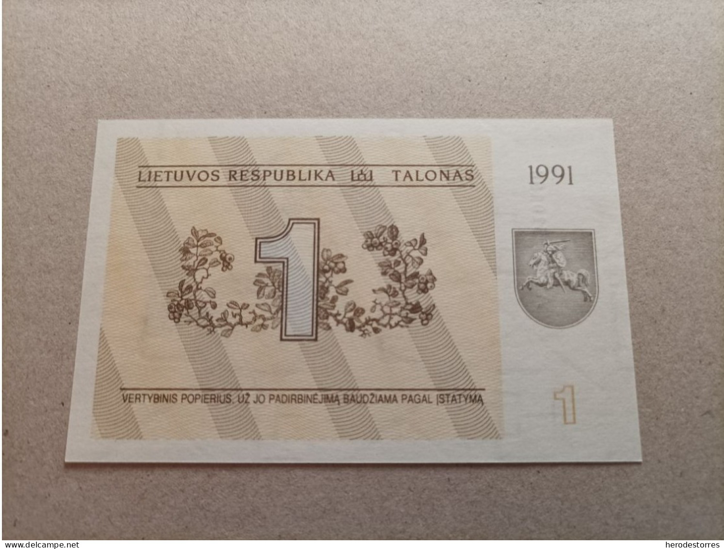 Billete De Lituania De 1 Talona, Año 1991, UNC - Lituania