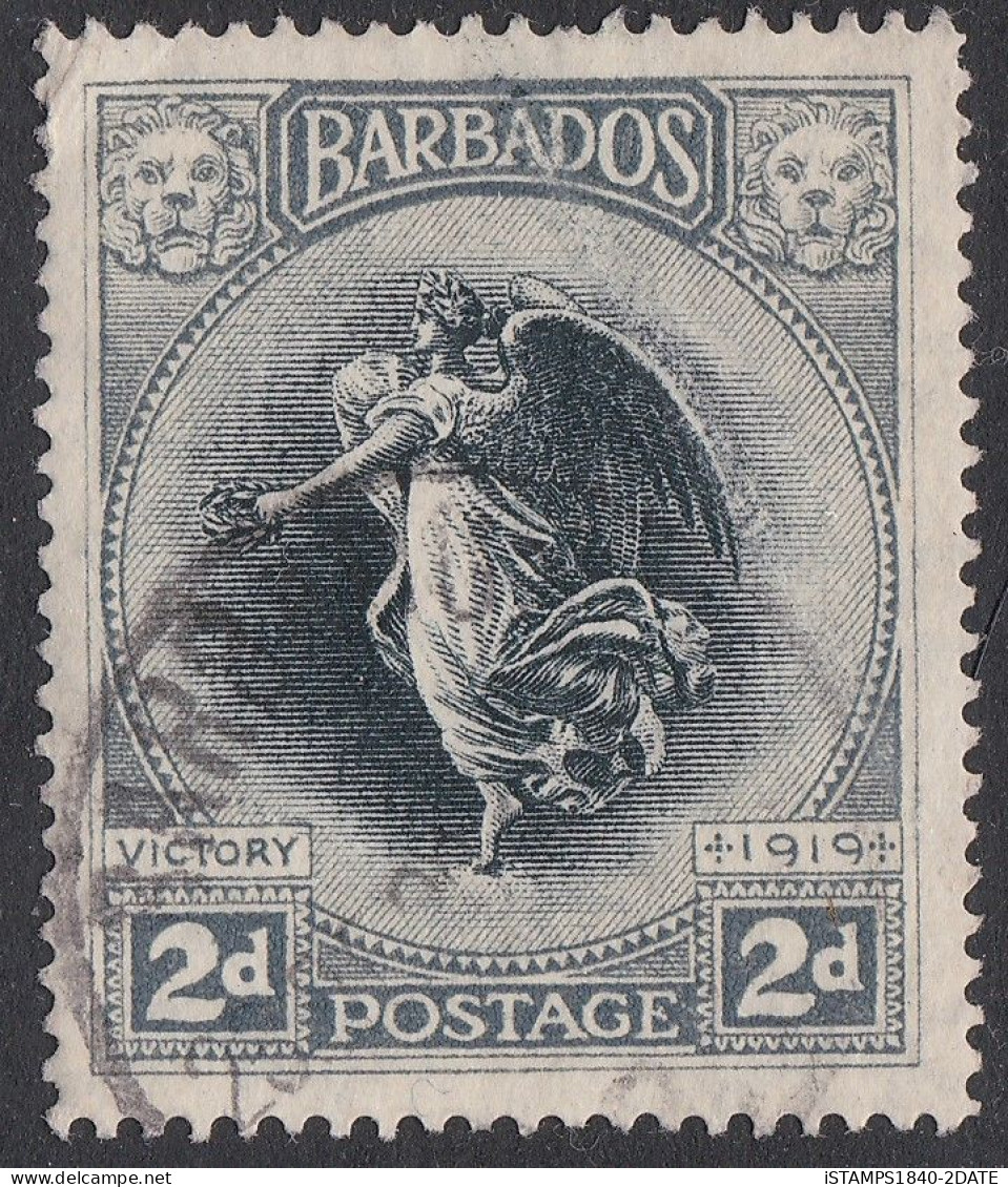 S00150/ Barbados 1920 KGV SG (204) 2d Black & Grey Used Nice Cds - Barbados (...-1966)