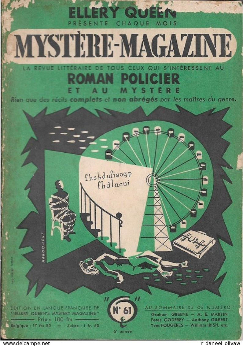 Lot 12 Mystère Magazine 1952 à 1957 (assez Bon état à Moyen) - Opta - Ellery Queen Magazine