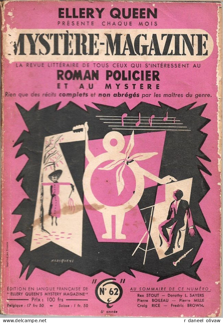 Lot 12 Mystère Magazine 1952 à 1957 (assez Bon état à Moyen) - Opta - Ellery Queen Magazine