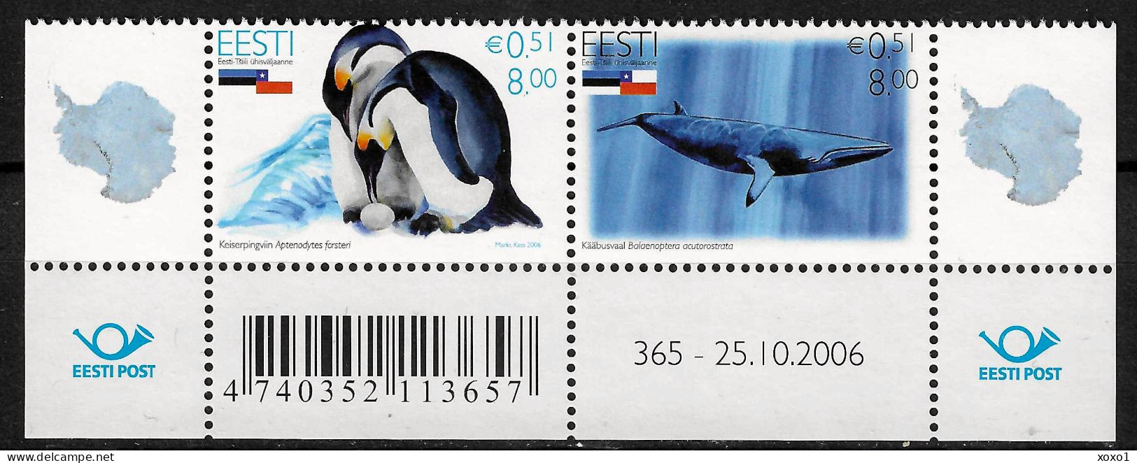 Estonia 2006 MiNr. 568 - 569 Estland Birds Penguins Whales Common Minke Whale 2v MNH**  2.40 € - Fauna Antartica