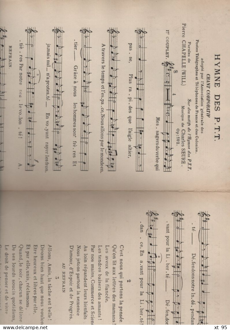 Partition - Hymne Des PTT - Chant Corporatif - Partitions Musicales Anciennes