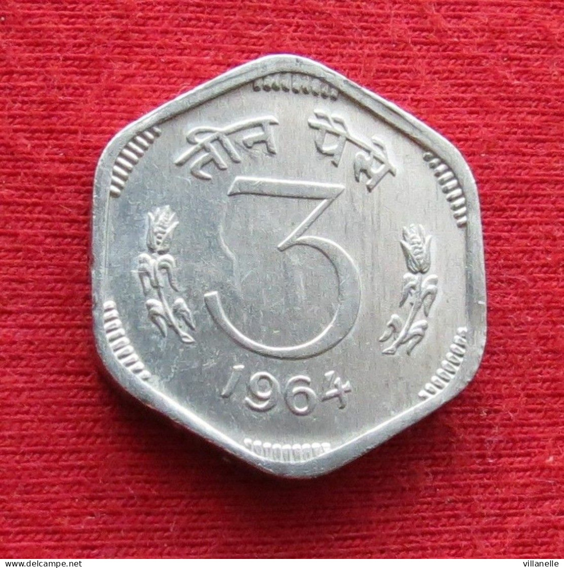 India 3 Paise 1964 C KM# 14.1 *VT Type 1 Calcutta Mint Inde Indien Indies - Inde