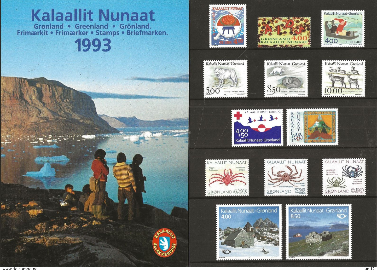 Greenland 1993  Complete Original Yearset - Face Value DKK 76,25. Mi 230-242 MNH(**) - Usati