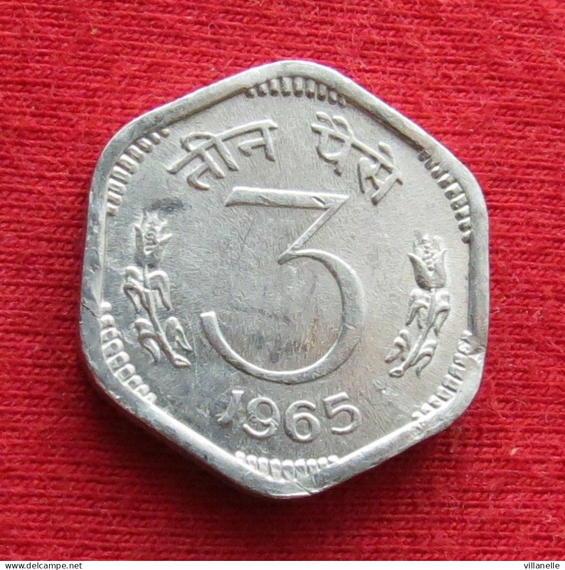 India 3 Paise 1965 C KM# 14.1 Type 1 *VT Calcutta Inde Indien Indies Indes Paisa - Inde