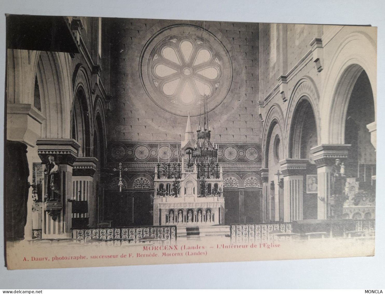 MORCENX.INTERIEUR DE L'EGLISE.VERS 1920.CARTE VIERGE. - Morcenx