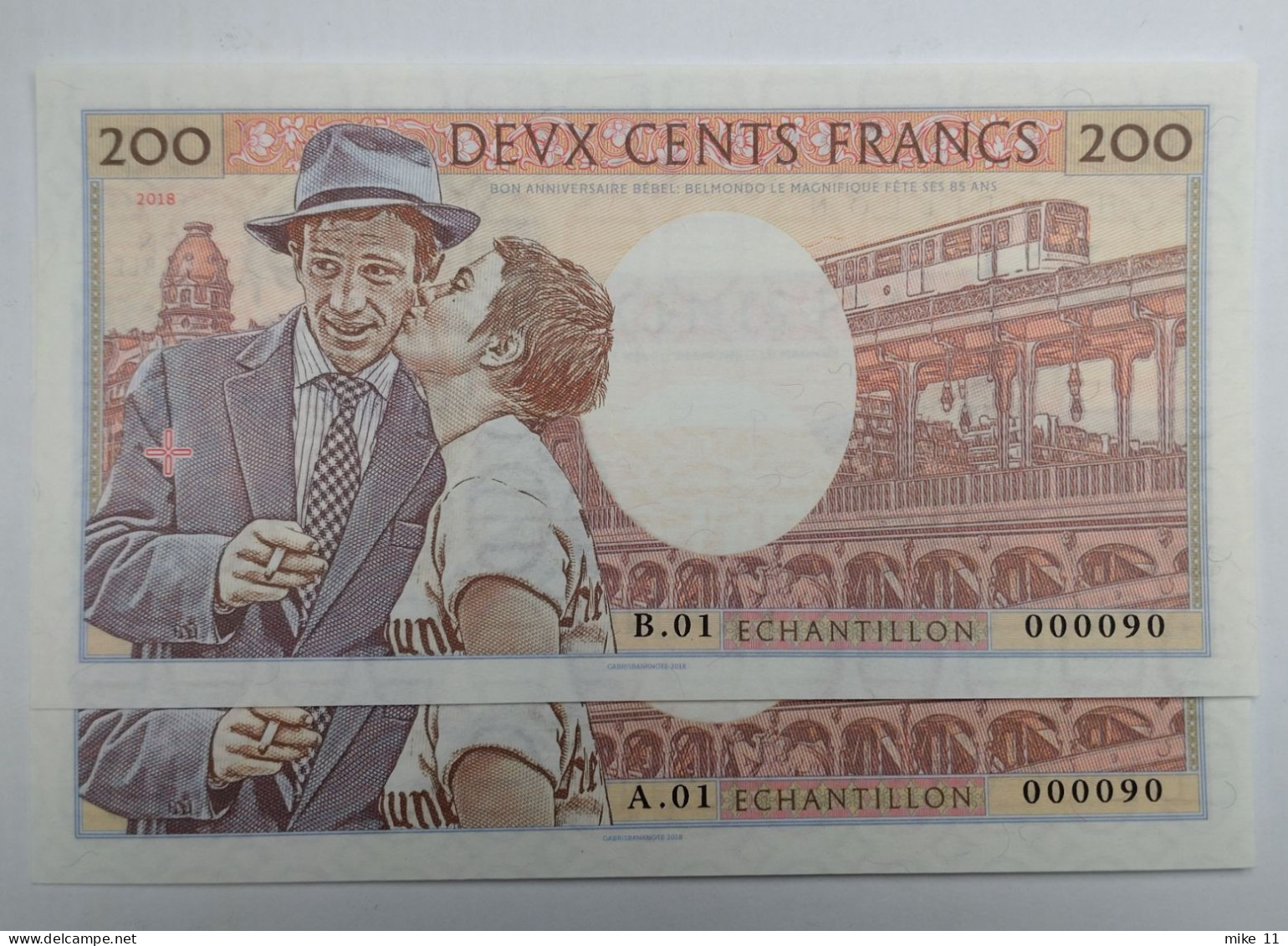 2x 200 FRANC - JEAN-PAUL BELMONDO - Matej Gabris Note UNC A.01 + B.01 - Autres - Europe